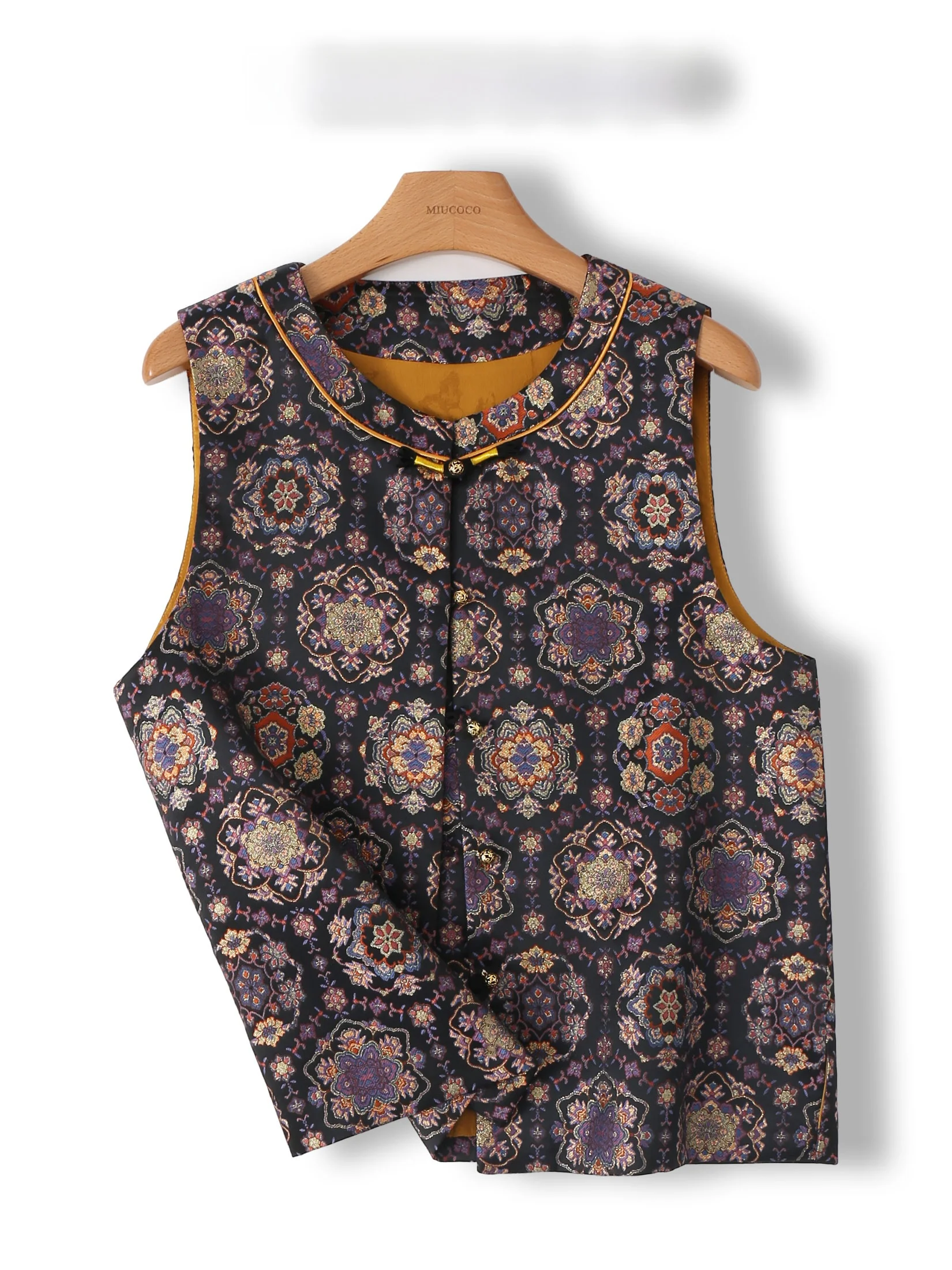 Retro Chinese Style Sleeveless Vest Top Women's P-Shirt Old Song Jin Versatile Fashionable round Neck Single Button Closure
Retro Chinese Style Sleeveless Vest Top Women's P-Shirt Old Song Jin Versatile Fashionable round Neck Single Button Closure