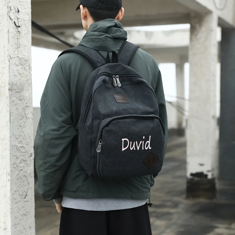Embroidered Name New Personalized Retro Men And Women Outdoor Canvas Large Travel Backpack Fashion Backpack
Embroidered Name New Personalized Retro Men And Women Outdoor Canvas Large Travel Backpack Fashion Backpack