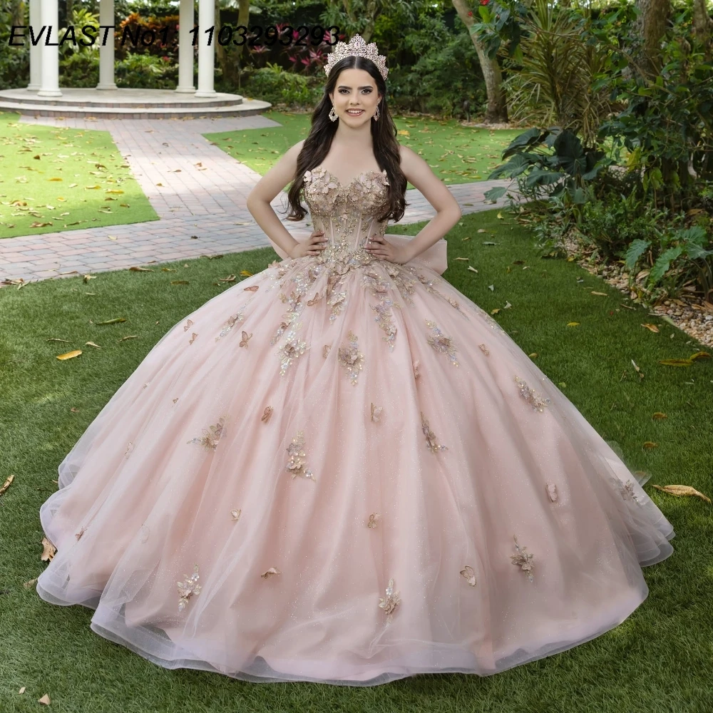 EVLAST Customized Shiny Pink Quinceanera Dress Ball Gown Floral Applique Beading Corset Bow Sweet 16 Vestido De 15 Anos E1Q261
EVLAST Customized Shiny Pink Quinceanera Dress Ball Gown Floral Applique Beading Corset Bow Sweet 16 Vestido De 15 Anos E1Q261