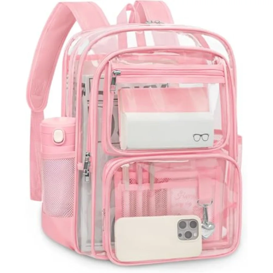 Clear Backpack for School, Large Heavy Duty Clear Bookbag with Luggage Strap and Stitches for Girls Boys Peach Pink
Clear Backpack for School, Large Heavy Duty Clear Bookbag with Luggage Strap and Stitches for Girls Boys Peach Pink