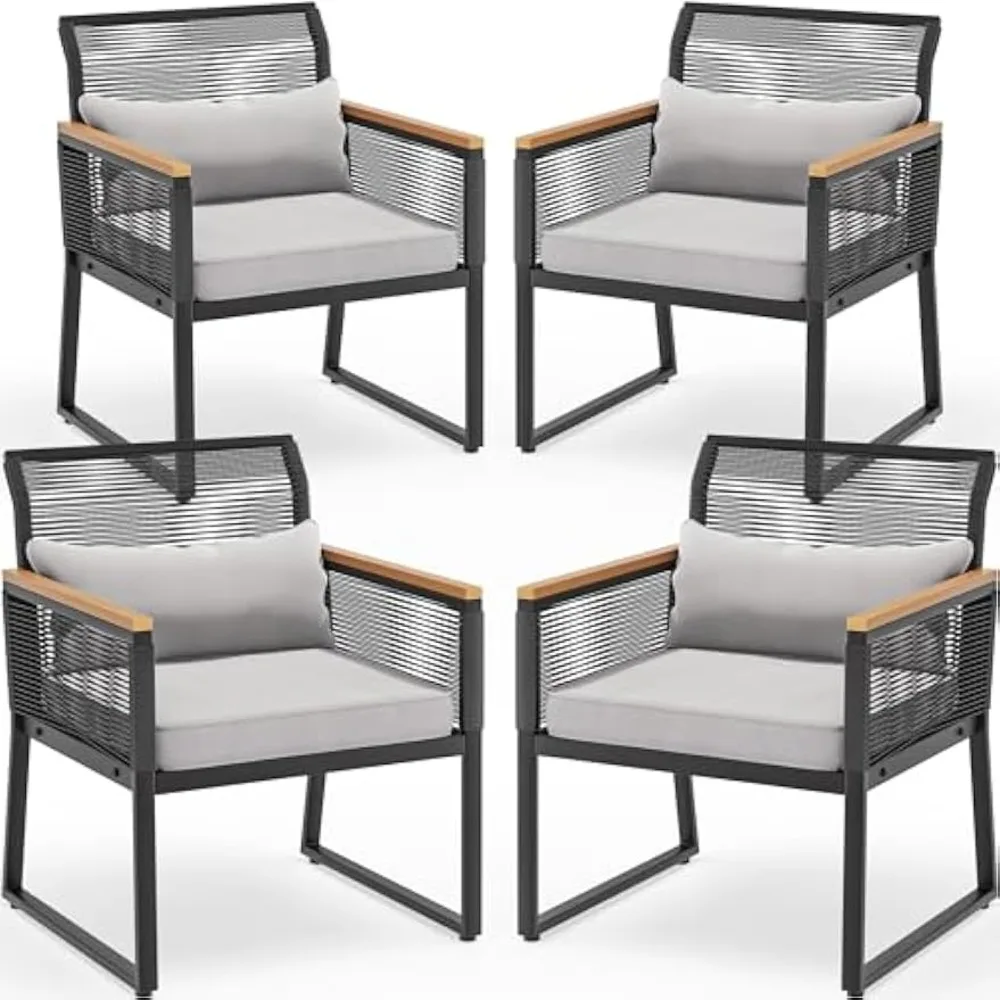 Patio Dining Chairs Set of 4, Outdoor Wicker Furniture Dining Chairs, Rattan Conversation Chairs with Armrest and Soft Cushions
Patio Dining Chairs Set of 4, Outdoor Wicker Furniture Dining Chairs, Rattan Conversation Chairs with Armrest and Soft Cushions
