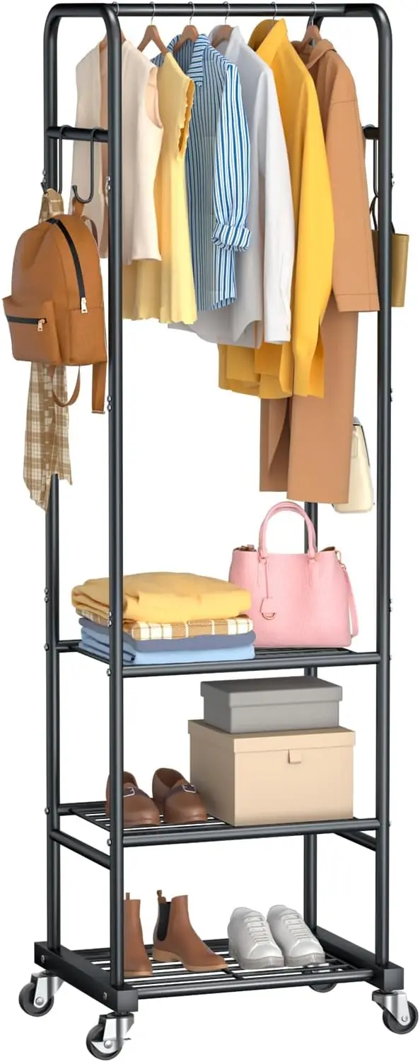 Clothes Rack with Wheels, Freestanding Garment Rack with 3 Metal Shelves for Hanging Clothes, Portable Hanging Rod for Small
Clothes Rack with Wheels, Freestanding Garment Rack with 3 Metal Shelves for Hanging Clothes, Portable Hanging Rod for Small
