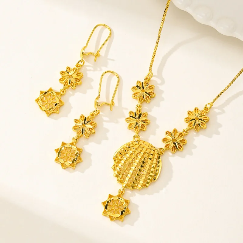 Luxury 100% Real 24K Gold Jewelry Set For Women Bridal Wedding Necklace Earrings 2 Pieces Engagement Gift
Luxury 100% Real 24K Gold Jewelry Set For Women Bridal Wedding Necklace Earrings 2 Pieces Engagement Gift