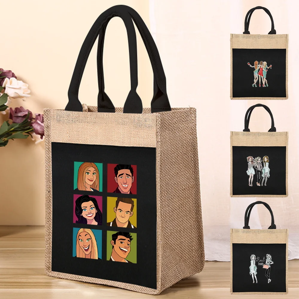 Reusable Shopping Bags Women's Linen Tote Bag Women's One-shoulder Tote Bag Friends Pattern Print for Grocery Shopping Tote
Reusable Shopping Bags Women's Linen Tote Bag Women's One-shoulder Tote Bag Friends Pattern Print for Grocery Shopping Tote