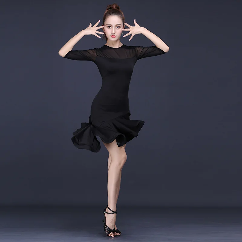 Latin Jazz Modern Dance Costume Female Adult Black Practice Dress Long Sleeve Middle Sleeve Short Sleeve Performance Dance Dress
Latin Jazz Modern Dance Costume Female Adult Black Practice Dress Long Sleeve Middle Sleeve Short Sleeve Performance Dance Dress