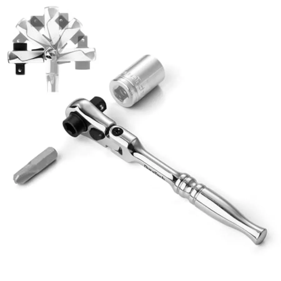 1 4 Drive Ratchet Handle 2 in 1 Ratchet SocketBit Driver 72Tooth Reversible Switch FullPolished Chrome Plating Alloy Steel
1 4 Drive Ratchet Handle 2 in 1 Ratchet SocketBit Driver 72Tooth Reversible Switch FullPolished Chrome Plating Alloy Steel
