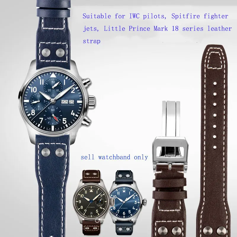 Folding buckle cowhide strap For IWC watch Big Fly pilot Little Prince Spitfire fighter jet Mark series leather watch strap 21mm
Folding buckle cowhide strap For IWC watch Big Fly pilot Little Prince Spitfire fighter jet Mark series leather watch strap 21mm