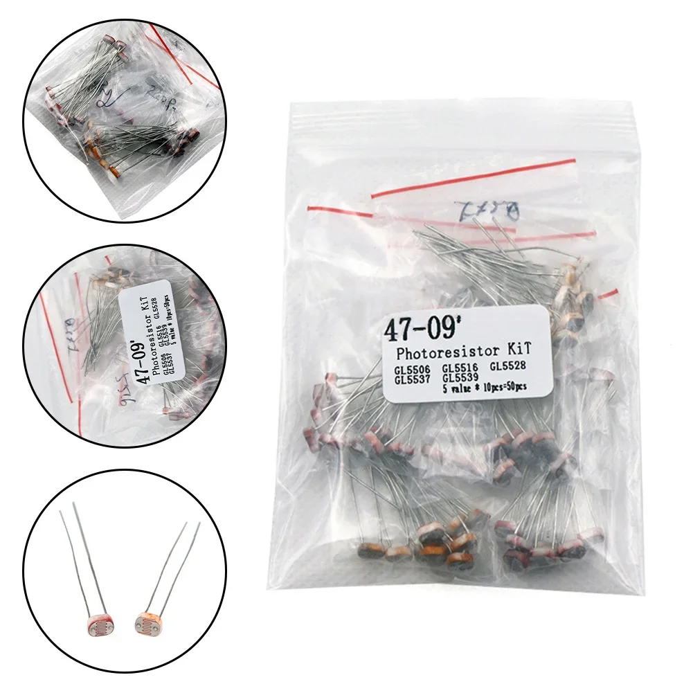 50 LDR Photoresistors (5 Different Sizes*10 Each) Kit,Models Include GL5506, GL5516,And GL5528,Suitable For Learning Experiments
50 LDR Photoresistors (5 Different Sizes*10 Each) Kit,Models Include GL5506, GL5516,And GL5528,Suitable For Learning Experiments
