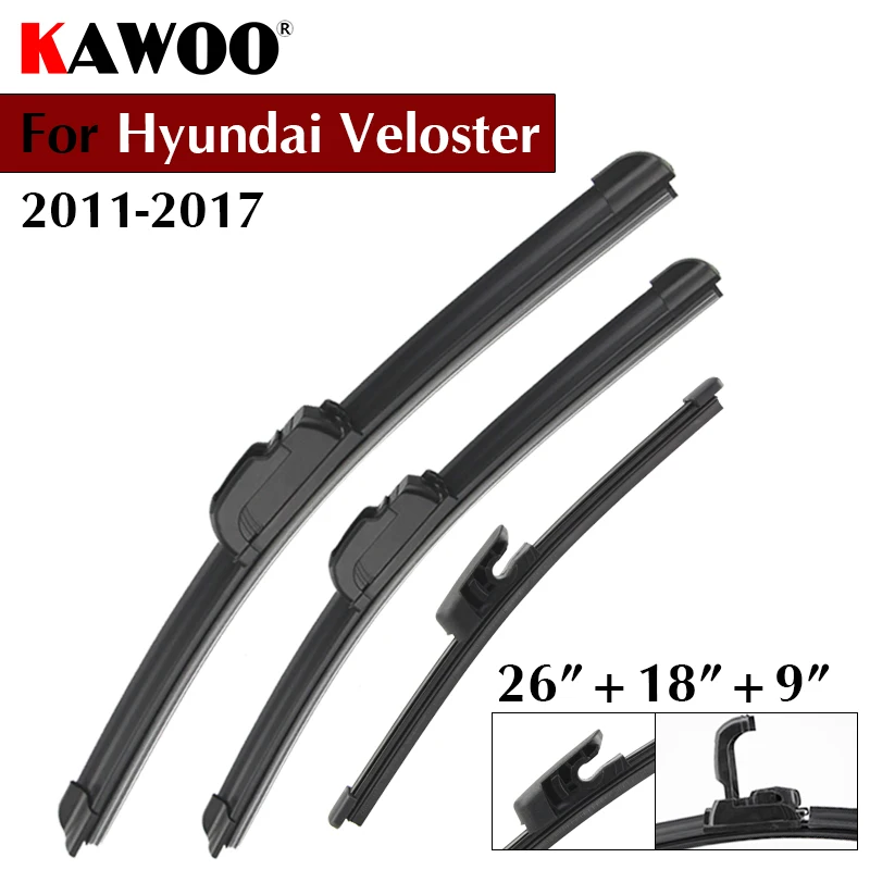 KAWOO 26"+18"+9" Car Wiper Blades For Hyundai VELOSTER MK1 FS 2011-2017 Windscreen Front Rear Wipers Blade Set Auto Accessories
KAWOO 26"+18"+9" Car Wiper Blades For Hyundai VELOSTER MK1 FS 2011-2017 Windscreen Front Rear Wipers Blade Set Auto Accessories