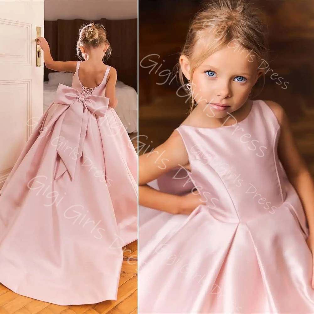 Elegant A-line/Princess Pink Satin Flower Girl Dress for Wedding 2-14 Kids Spaghetti Straps Backless Birthday Party Gown Custom
Elegant A-line/Princess Pink Satin Flower Girl Dress for Wedding 2-14 Kids Spaghetti Straps Backless Birthday Party Gown Custom