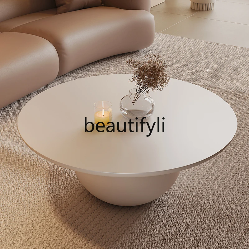 Round coffee table creative beige fiberglass tea table modern cream style tea table
Round coffee table creative beige fiberglass tea table modern cream style tea table