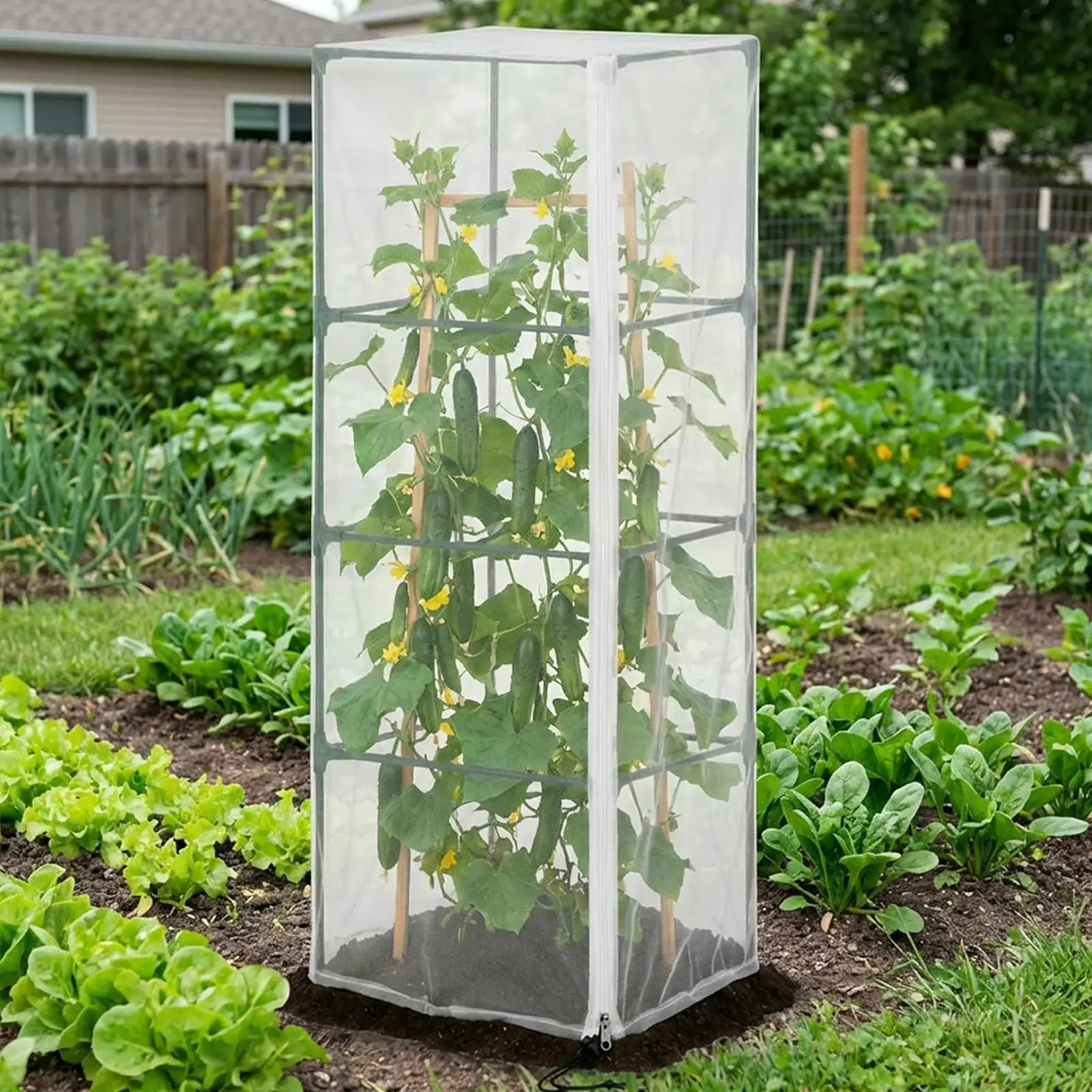 Plant Netting Cover 2 Pieces Square Vertical Mesh With Zipper Tomato Plant Cage Cover For Vegetable Fruit Strawberry Blueberry
Plant Netting Cover 2 Pieces Square Vertical Mesh With Zipper Tomato Plant Cage Cover For Vegetable Fruit Strawberry Blueberry