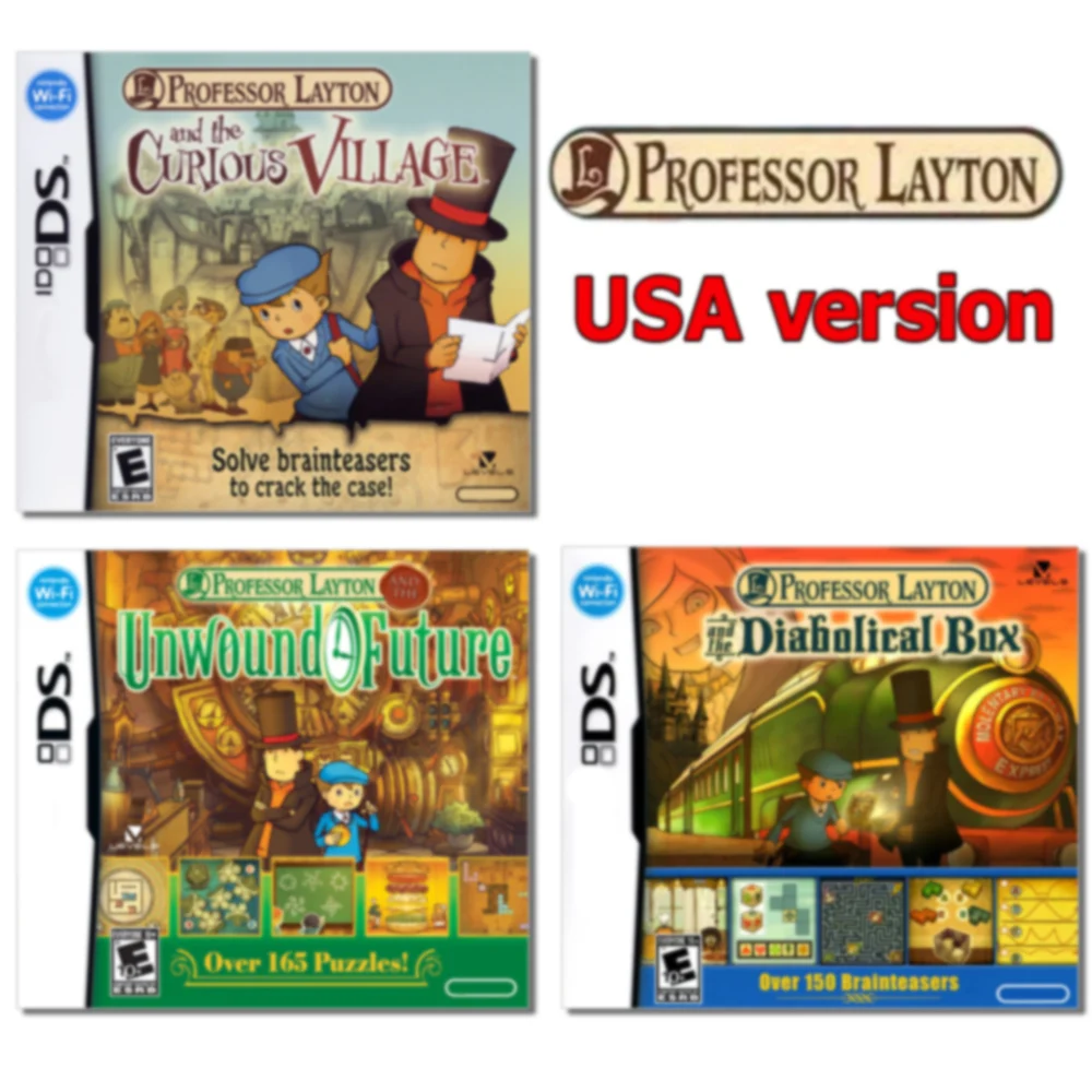 DS Game Card Professor Layton Series Curious Village Diabolical Box Unwound Future Video Games Cartridge For NDS NDSL 3DS 2DS
DS Game Card Professor Layton Series Curious Village Diabolical Box Unwound Future Video Games Cartridge For NDS NDSL 3DS 2DS