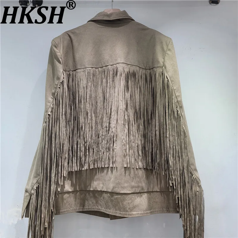 HKSH Autumn New Women Chic Jacket Double Breasted Pockets Back Tassel Design High-End Blazer Streetwear Vintage Tide Coat HK9732
HKSH Autumn New Women Chic Jacket Double Breasted Pockets Back Tassel Design High-End Blazer Streetwear Vintage Tide Coat HK9732