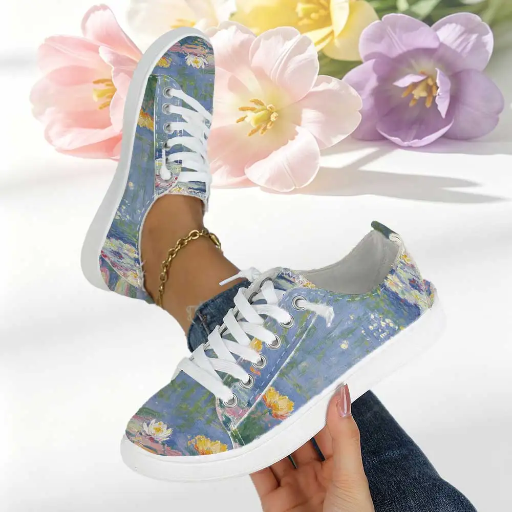 Women's Monet Water Lily Oil Painting Lace‑Up Canvas Shoes, Unique Literary Casual Sneakers, Fresh Atmospheric Footwear
Women's Monet Water Lily Oil Painting Lace‑Up Canvas Shoes, Unique Literary Casual Sneakers, Fresh Atmospheric Footwear