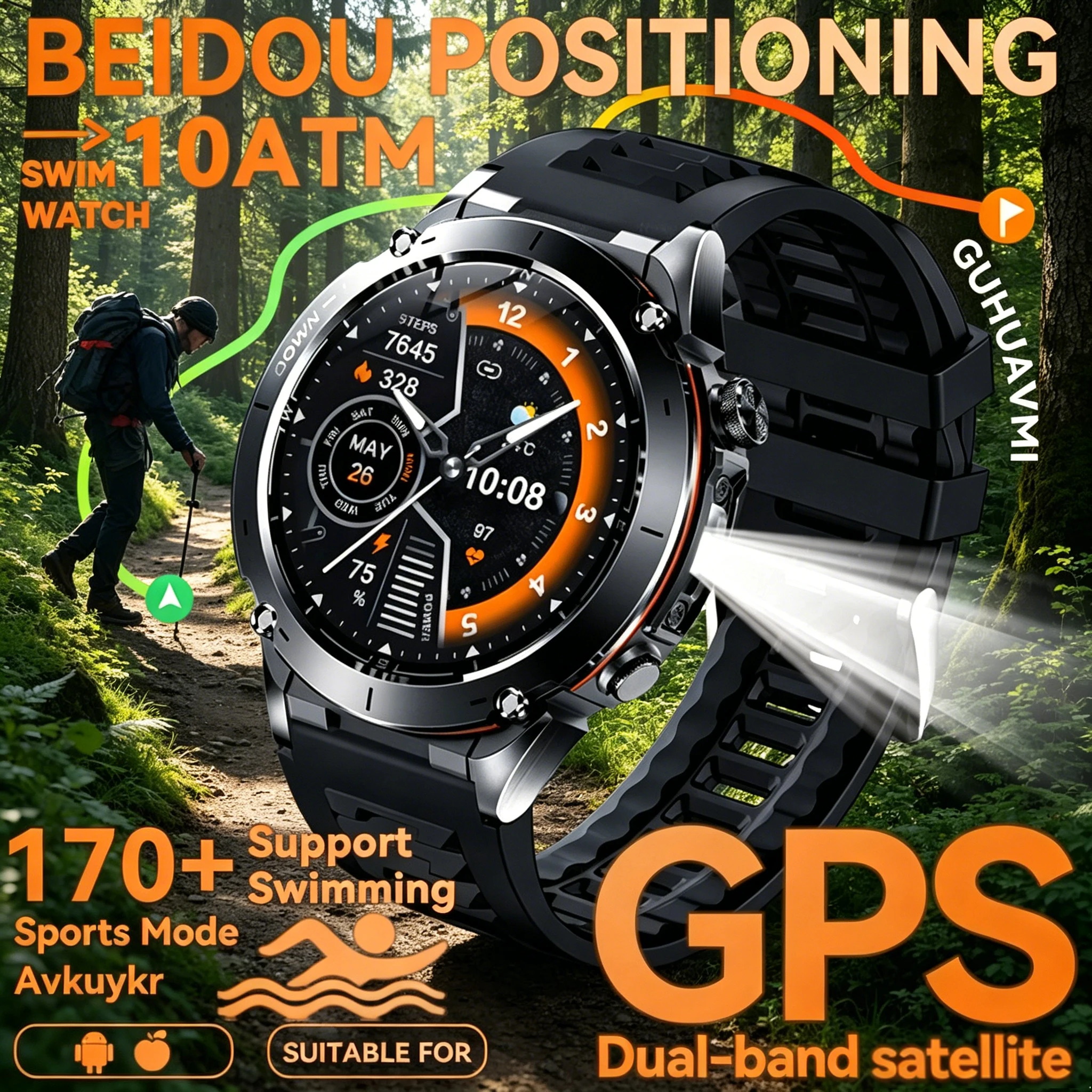 Hot sell GPS Smart Watches 10 ATM Waterproof Built-in Dual-band GNSS Compass Military Sport Men SWIM Smartwatch For Android IOS
Hot sell GPS Smart Watches 10 ATM Waterproof Built-in Dual-band GNSS Compass Military Sport Men SWIM Smartwatch For Android IOS