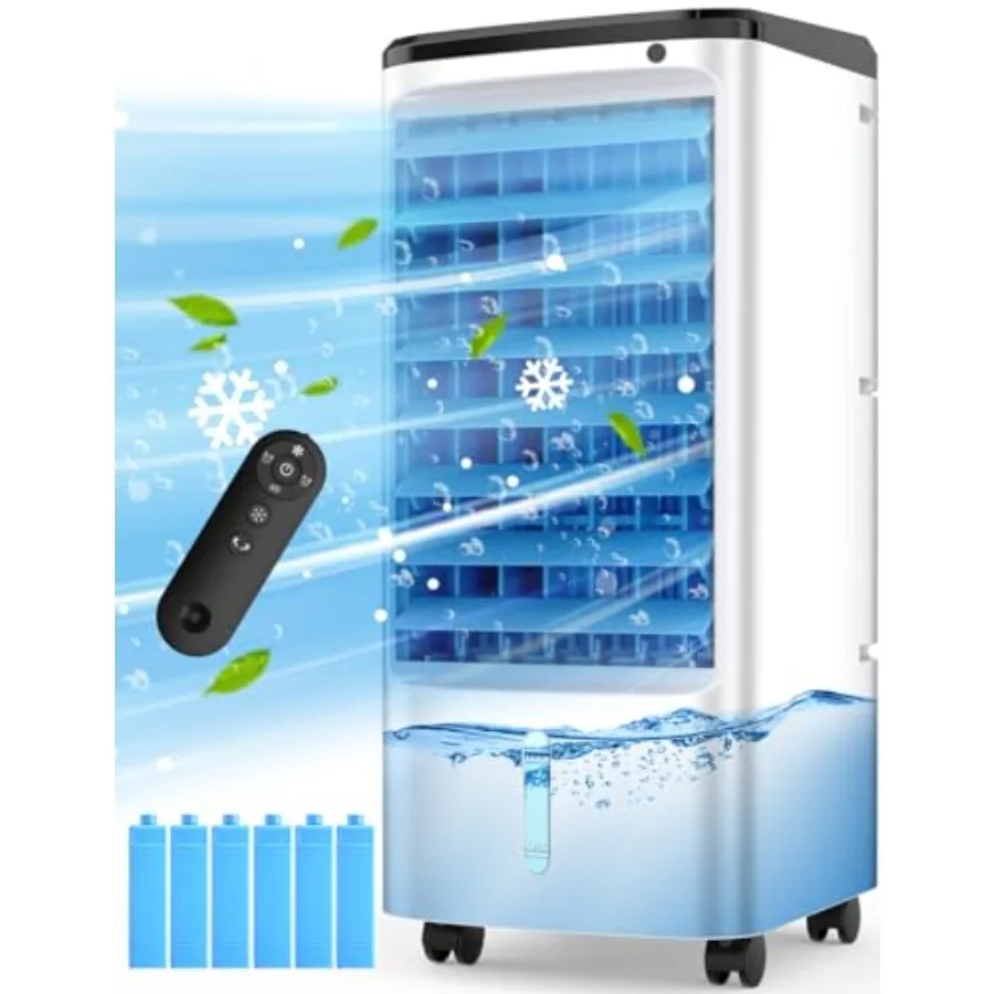 Portable evaporative air cooler for bedroom use, plastic housing, white color, dual-tank 15-hour cooling with 6 ice packs, 4 mo
Portable evaporative air cooler for bedroom use, plastic housing, white color, dual-tank 15-hour cooling with 6 ice packs, 4 mo