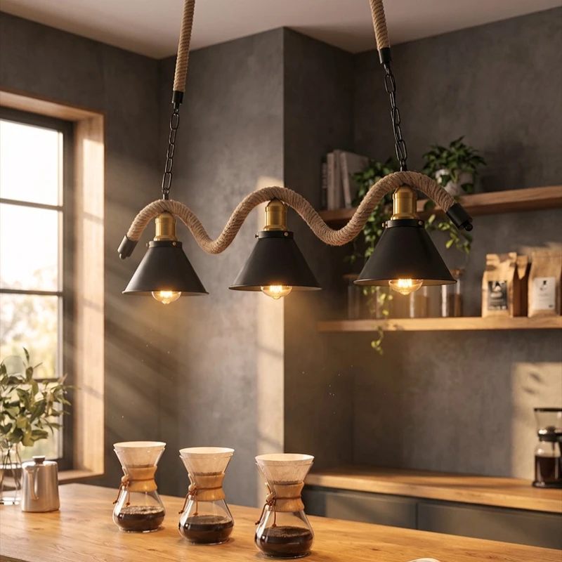 American Retro Industrial Style Pendant Lights Hemp Rope Wrought Iron Chandeliers Restaurant Bar Decoration Illumination Lamps
American Retro Industrial Style Pendant Lights Hemp Rope Wrought Iron Chandeliers Restaurant Bar Decoration Illumination Lamps