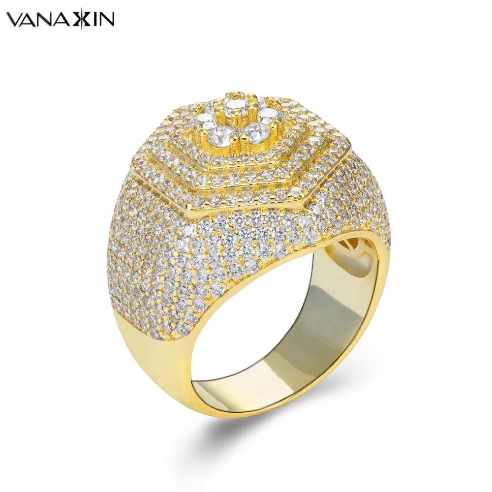 VANAXIN Men's Hexagon Ring High Quality 14k Gold Color Fully Iced Out for Women Men CZ Fashion Hip Hop Jewelry
VANAXIN Men's Hexagon Ring High Quality 14k Gold Color Fully Iced Out for Women Men CZ Fashion Hip Hop Jewelry