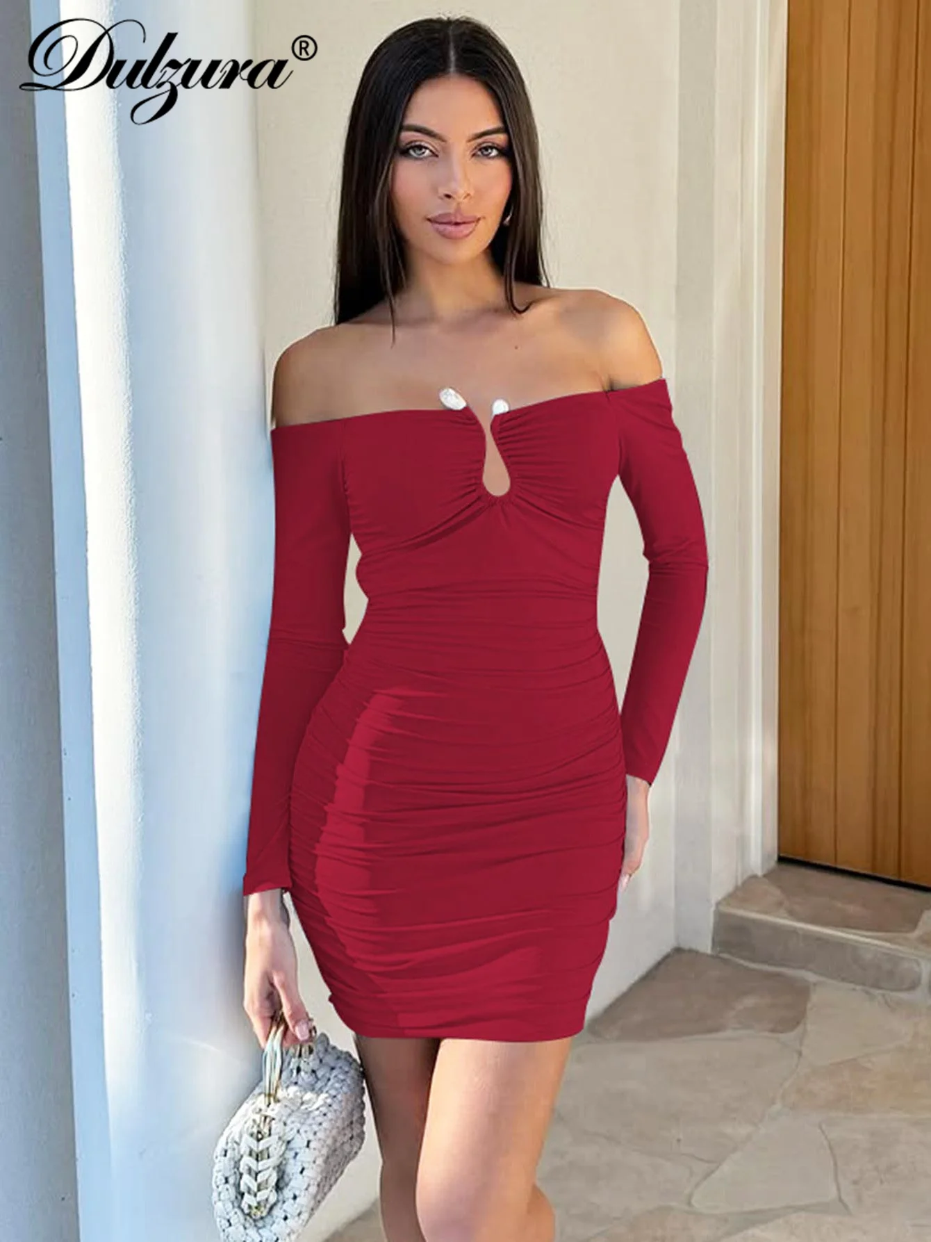 Dulzura Off Shoulder Long Sleeve Backless Ruched Slim Fit Mini Dress Solid Sexy Elegant Clothes Party Club Street Autumn Outfit
Dulzura Off Shoulder Long Sleeve Backless Ruched Slim Fit Mini Dress Solid Sexy Elegant Clothes Party Club Street Autumn Outfit