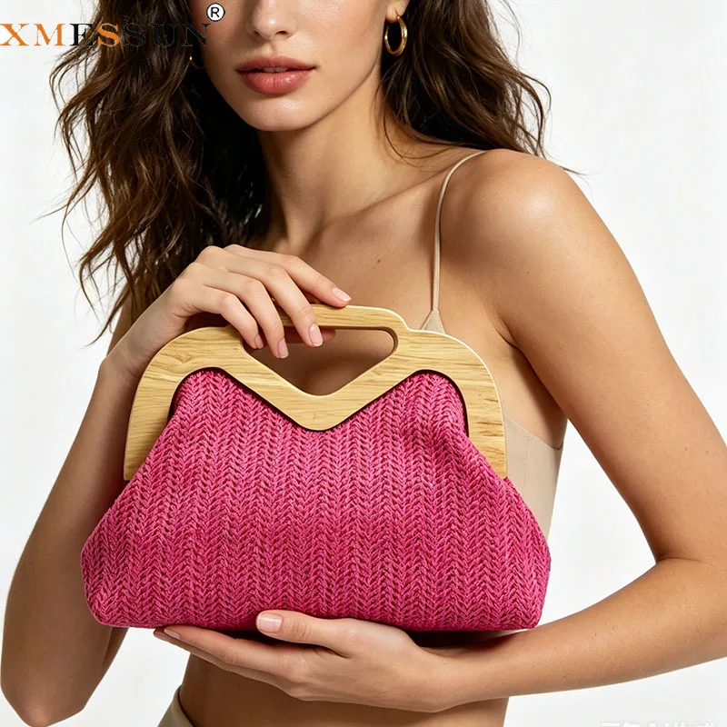 Women New Wooden Handle Straw Bag,Fashion Woven Clip Shell Bag,Summer Holiday Travel Beach Handbag Chain Shoulder Crossbody Bag
Women New Wooden Handle Straw Bag,Fashion Woven Clip Shell Bag,Summer Holiday Travel Beach Handbag Chain Shoulder Crossbody Bag