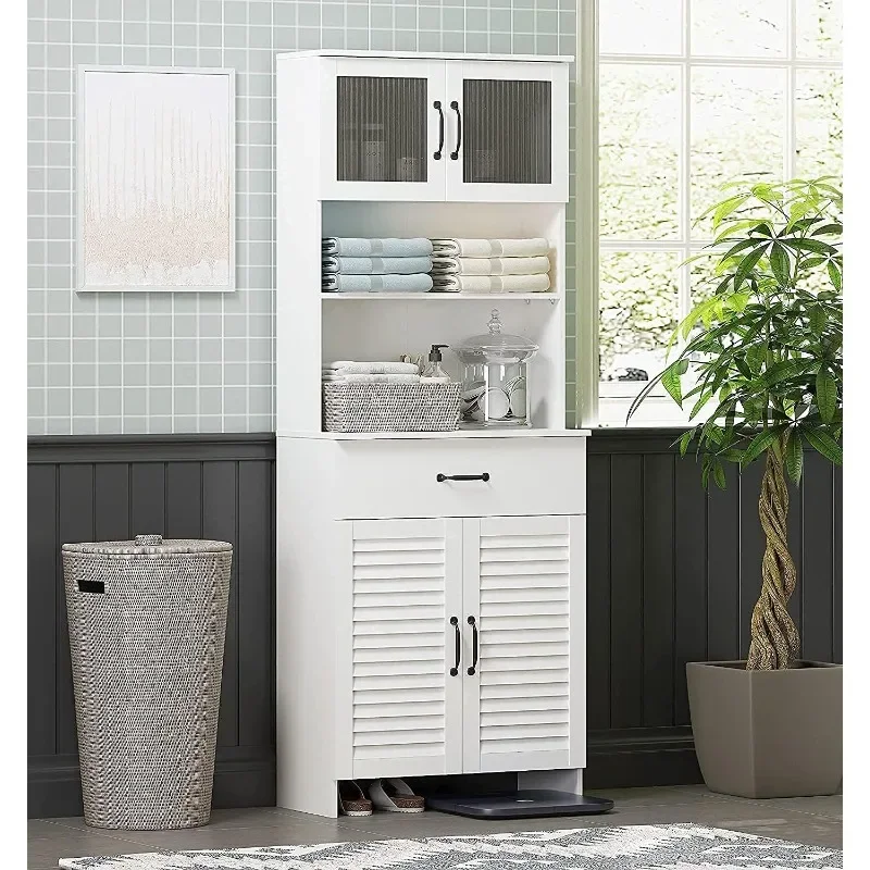 ZHENXIANG Tall Bathroom Storage Cabinet, Floor Storage Cabinet with Double Doors and Drawers, Freestanding Wood Cabinet
ZHENXIANG Tall Bathroom Storage Cabinet, Floor Storage Cabinet with Double Doors and Drawers, Freestanding Wood Cabinet