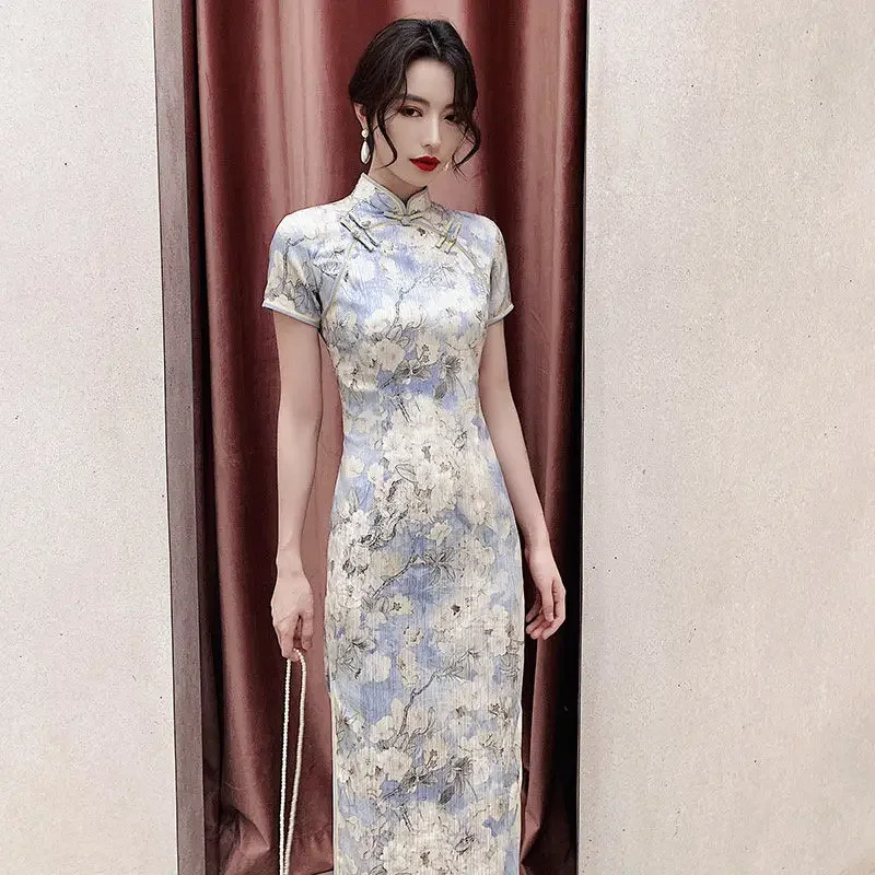 Традиционный Cheongsam Qipao Ретро китайский стиль Французский Cheongsam Улучшенные вечерние летние платья для женщин 
Традиционный Cheongsam Qipao Ретро китайский стиль Французский Cheongsam Улучшенные вечерние летние платья для женщин