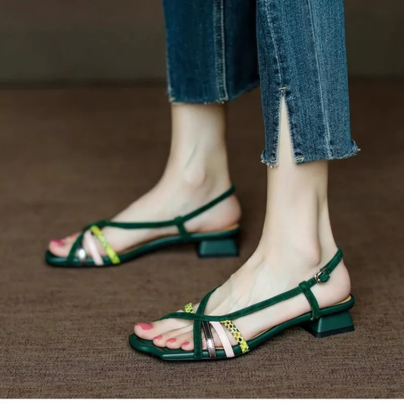2026 New Women's Real Leather Sandals Summer Low Heels Green Women's Shoes Trend Luxury Designer Sandals Sandalias De Mujer
2026 New Women's Real Leather Sandals Summer Low Heels Green Women's Shoes Trend Luxury Designer Sandals Sandalias De Mujer