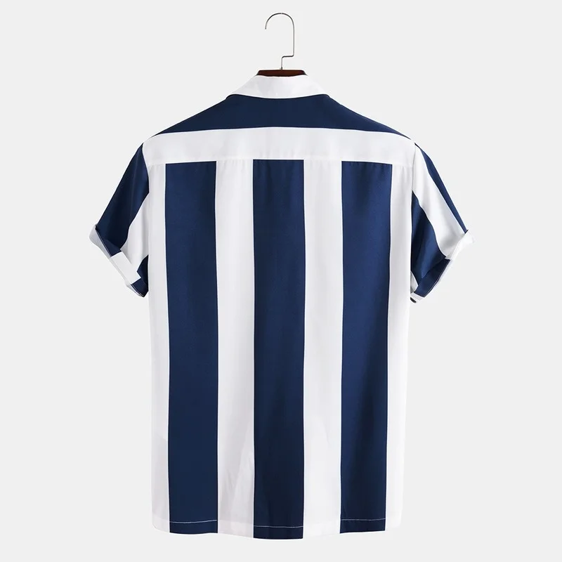 Blue And White Striped ort Sve irt Wide Stripe Pattern Casual American Sle Summer Faion Youth Linen Blend Fabric
Blue And White Striped ort Sve irt Wide Stripe Pattern Casual American Sle Summer Faion Youth Linen Blend Fabric