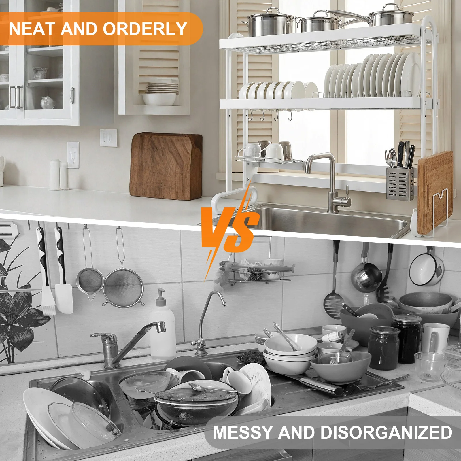 Stainless Steel Dish Drainer Anti-Slip Kitchen Counter Dishrack Over Sink Dish Drying Rack for Draining & Storing Dishes
Stainless Steel Dish Drainer Anti-Slip Kitchen Counter Dishrack Over Sink Dish Drying Rack for Draining & Storing Dishes