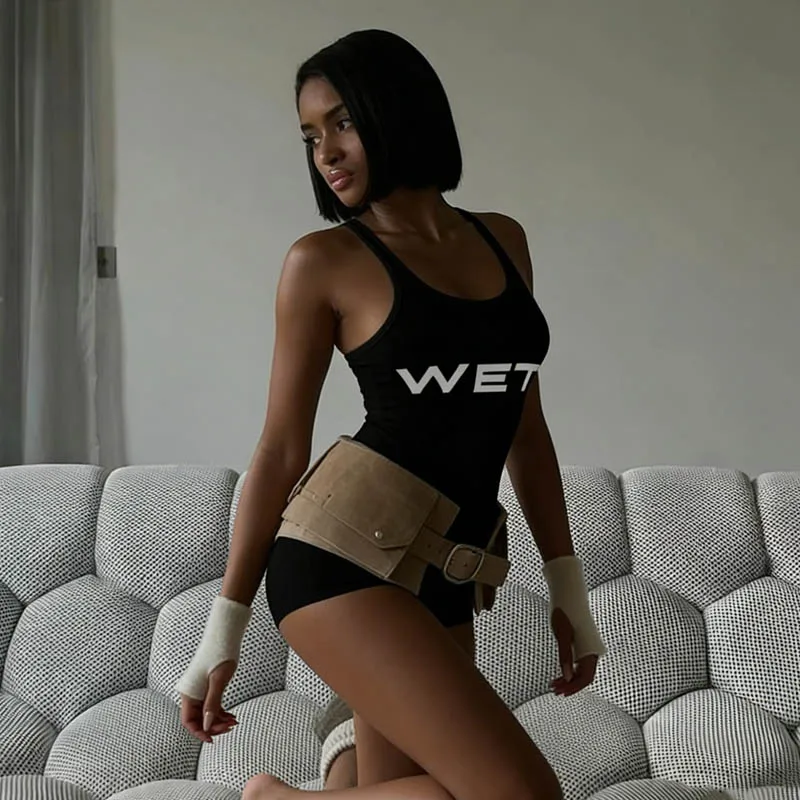 Summer new women's sexy sports jumpsuit semi transparent slim fit sports suit letter printed white women's sleeveless
Summer new women's sexy sports jumpsuit semi transparent slim fit sports suit letter printed white women's sleeveless