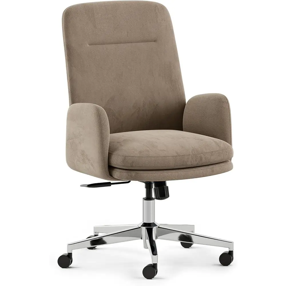 Mid-Century Velvet Office Chair - Removable Armrests, Cloud Comfort, Adjustable Height, Lumbar Support, Taupe
Mid-Century Velvet Office Chair - Removable Armrests, Cloud Comfort, Adjustable Height, Lumbar Support, Taupe