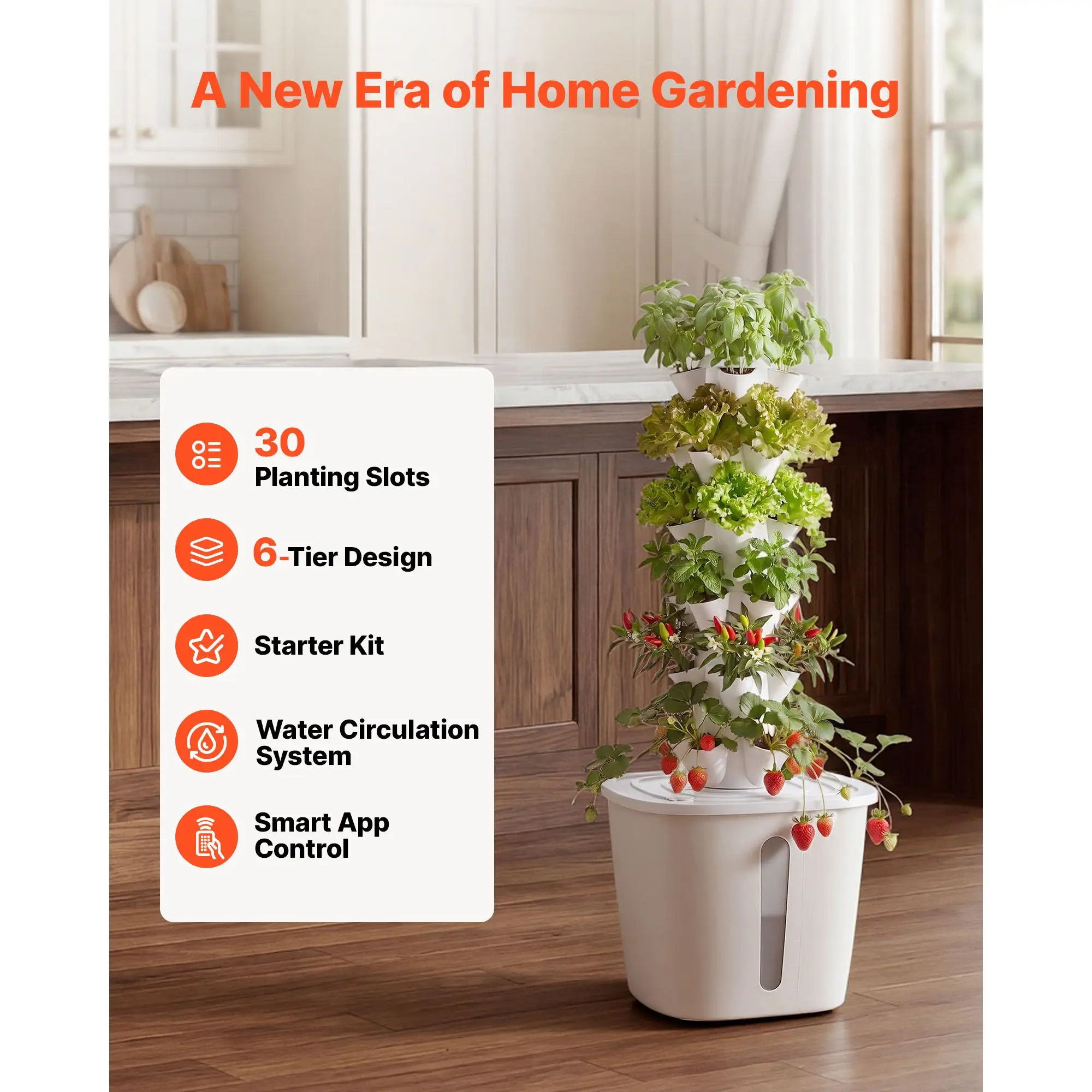 Hydroponic Tower, 30 Pods 6 Tiers Hydroponics Growing System Kit with App Control, Vertical Home Garden with 20L Water Tank & Pump, Planter Germination Kit for Indoor Herbs, Fruits, Vegetables
Hydroponic Tower, 30 Pods 6 Tiers Hydroponics Growing System Kit with App Control, Vertical Home Garden with 20L Water Tank & Pump, Planter Germination Kit for Indoor Herbs, Fruits, Vegetables
