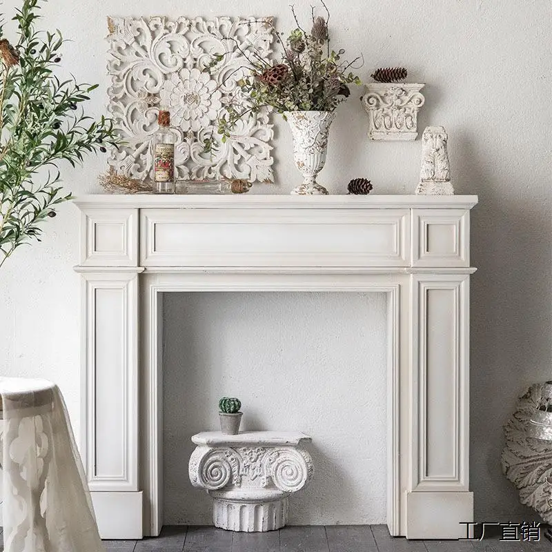 White cream style entrance cabinet light luxury simple living room solid wood mantel 
White cream style entrance cabinet light luxury simple living room solid wood mantel