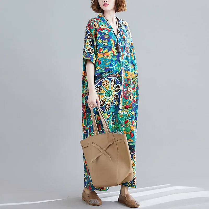 Summer 2024 New Cotton Linen Print V-Neck Loose plus Size Simple Holiday Style Long Dress Women's Beach Skirt Elegant Fashion
Summer 2024 New Cotton Linen Print V-Neck Loose plus Size Simple Holiday Style Long Dress Women's Beach Skirt Elegant Fashion