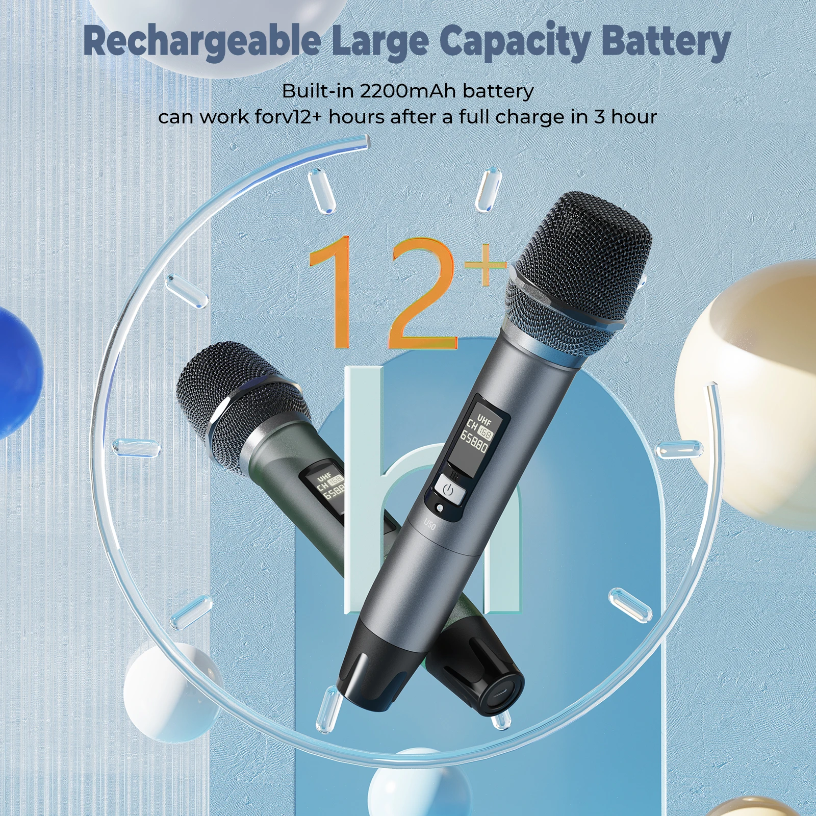 Wireless Microphone Dual Handset Charging Receiver , Range HD Sound Smart Noise Cancelling for KTV, Church, Stage Performance
Wireless Microphone Dual Handset Charging Receiver , Range HD Sound Smart Noise Cancelling for KTV, Church, Stage Performance