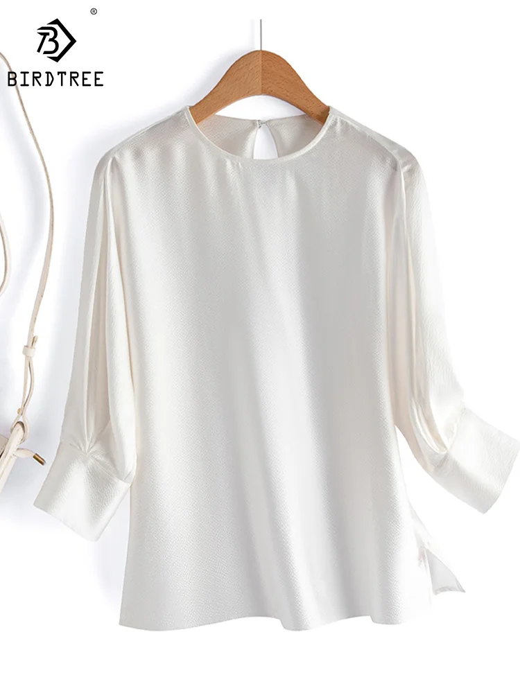 Birdtree 100%Real Silk Elegant Women White T-Shirt Half Sleeve Breathable All-match Blouses 2024 Spring Summer New Tops T41328QM
Birdtree 100%Real Silk Elegant Women White T-Shirt Half Sleeve Breathable All-match Blouses 2024 Spring Summer New Tops T41328QM