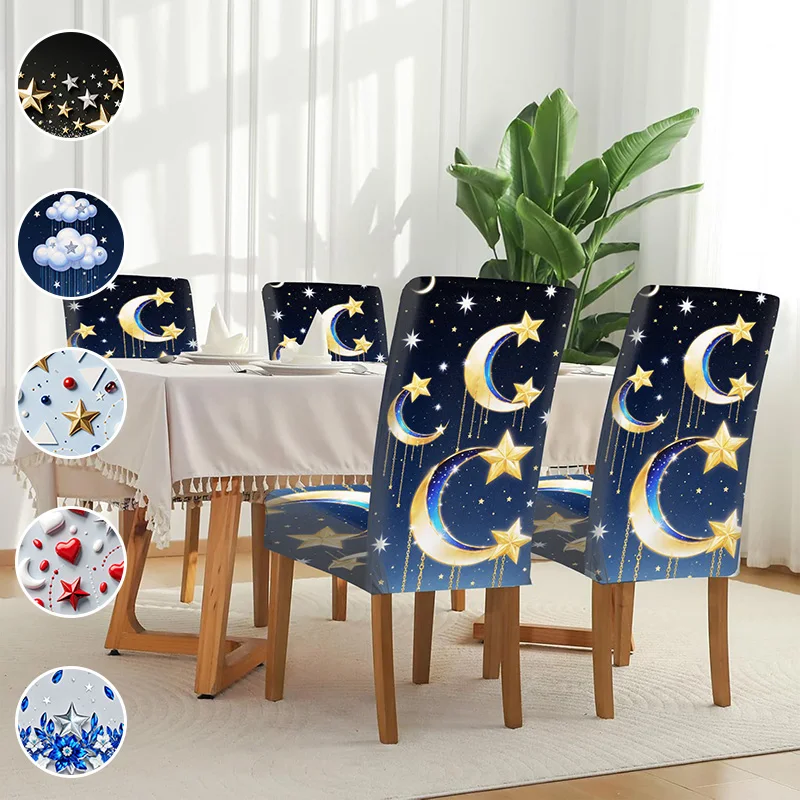 High-elastic printed dining chair cover, geometric star and moon pattern, suitable for household dining tables and chairs
High-elastic printed dining chair cover, geometric star and moon pattern, suitable for household dining tables and chairs