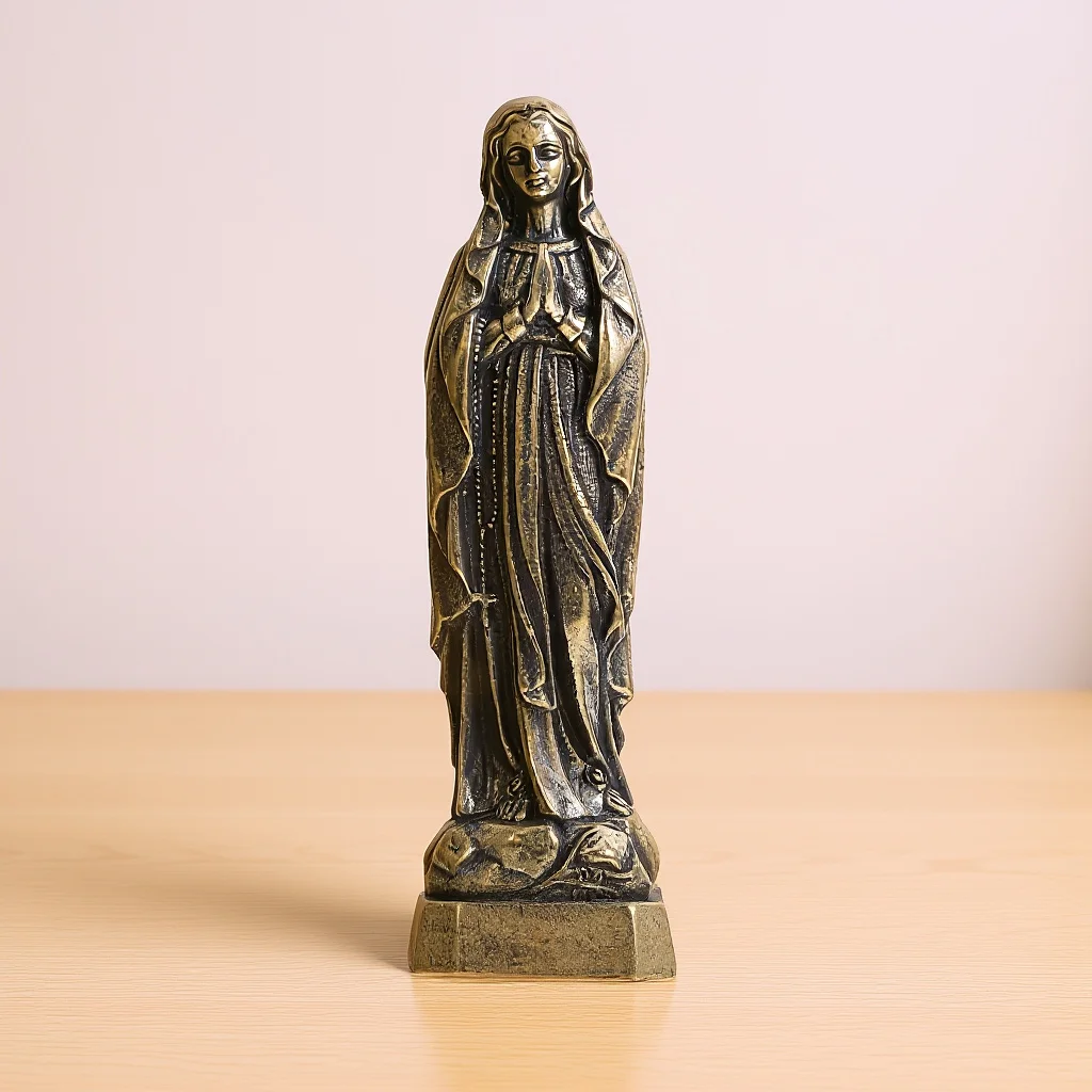 Desktop Brass Statue of Blessed Virgin Mary Mini Retro Goddess Sculpture Catholic Home Decor Adornment
Desktop Brass Statue of Blessed Virgin Mary Mini Retro Goddess Sculpture Catholic Home Decor Adornment