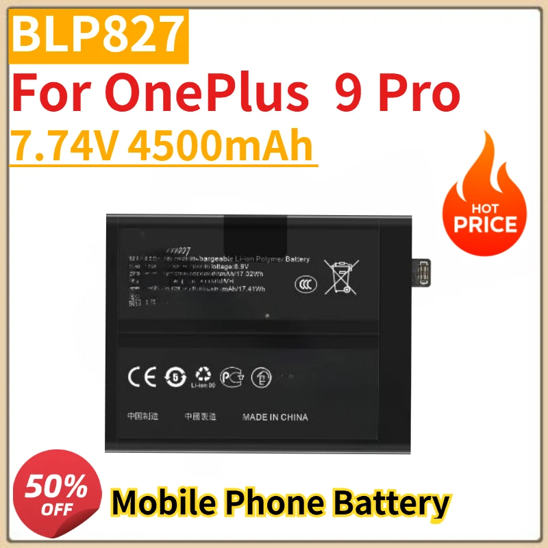 High Quality 7.74V 4500mAh Mobile Phone Battery BLP827 BLP829 For OnePlus 9 9 Pro
High Quality 7.74V 4500mAh Mobile Phone Battery BLP827 BLP829 For OnePlus 9 9 Pro