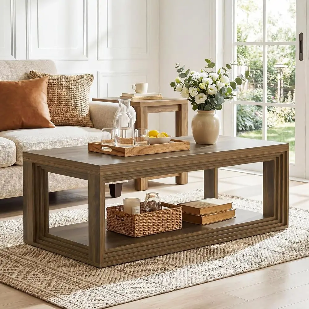 47" ern Coee Table, armhouse Recular Living Room Table with 2-Tier Storage Shel, luted Center Table or Living Room, Home Oice, A
47" ern Coee Table, armhouse Recular Living Room Table with 2-Tier Storage Shel, luted Center Table or Living Room, Home Oice, A