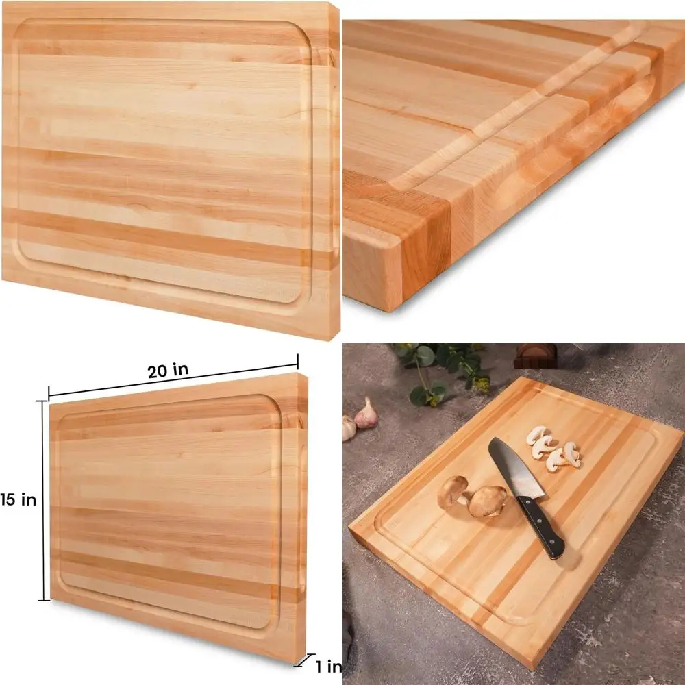 USA-Sourced Hard Maple Kitchen Cutting Board, 20x15, 1 Thick, Edge Grain, Invisible Handle, Prefinished with Food-Grade Oil
USA-Sourced Hard Maple Kitchen Cutting Board, 20x15, 1 Thick, Edge Grain, Invisible Handle, Prefinished with Food-Grade Oil