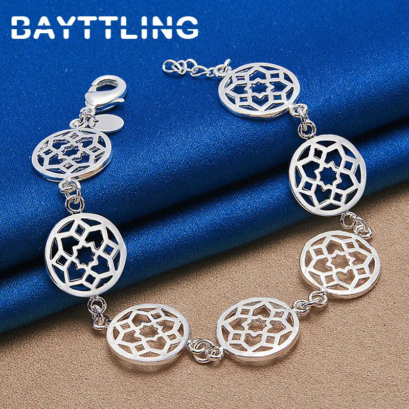 New 925 Sterling Silver Elegant Round Flower Bracelet For Fashion Women Engagement Wedding Jewelry Girlfriend Accessories Gifts
New 925 Sterling Silver Elegant Round Flower Bracelet For Fashion Women Engagement Wedding Jewelry Girlfriend Accessories Gifts
