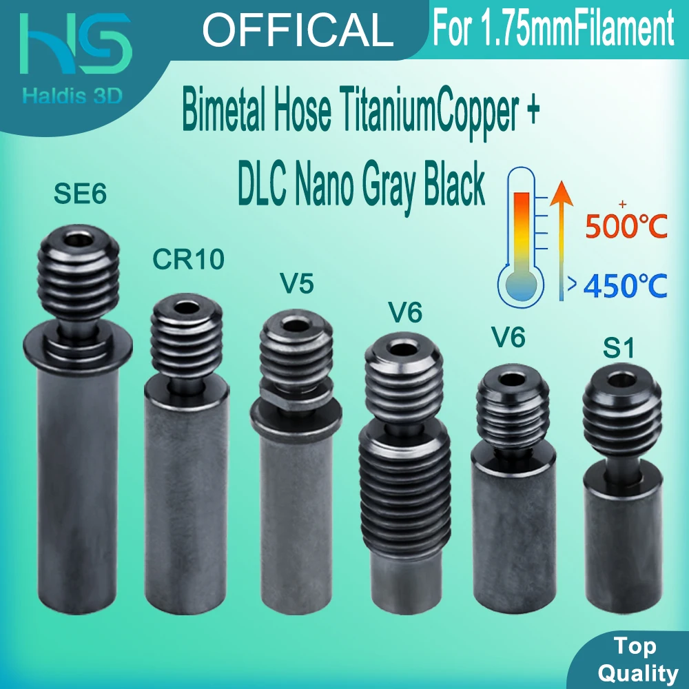 Upgrade DLC Nano Coated Bimetal Heat Break for Ender3 S1,CR-6 SE,CR10,V6,V5 Smooth Titanium Copper Throat 3D Printer Parts
Upgrade DLC Nano Coated Bimetal Heat Break for Ender3 S1,CR-6 SE,CR10,V6,V5 Smooth Titanium Copper Throat 3D Printer Parts