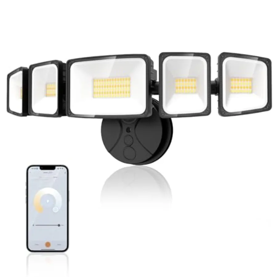 120W Smart Flood Light Outdoor, 12000LM LED Security Light APP Control, WiFi Alexa Flood Lights Outside Floodlight with 5 Adjus
120W Smart Flood Light Outdoor, 12000LM LED Security Light APP Control, WiFi Alexa Flood Lights Outside Floodlight with 5 Adjus