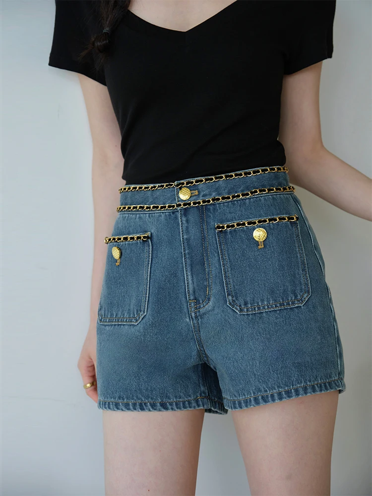 ChillCozy High Waist Denim orts Women's Summer Vintage Chain Print Casual Pants Fem Faion Breathable Qui Dry
ChillCozy High Waist Denim orts Women's Summer Vintage Chain Print Casual Pants Fem Faion Breathable Qui Dry