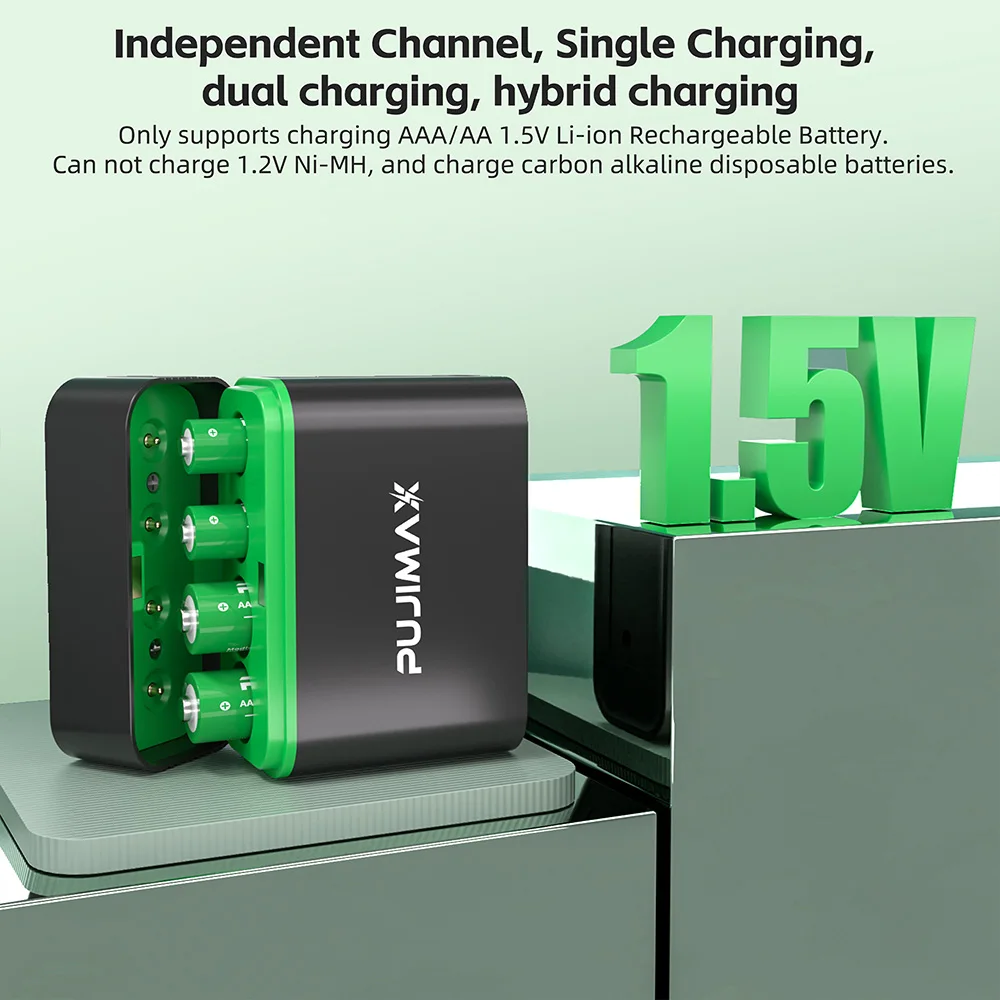 PUJIMAX Battery Smart Charger For 4-Slots1.5V AAA/AA 1100mWh 4255mWh Rechargeable Lithium Batteries Intelligent Fast Charger
PUJIMAX Battery Smart Charger For 4-Slots1.5V AAA/AA 1100mWh 4255mWh Rechargeable Lithium Batteries Intelligent Fast Charger