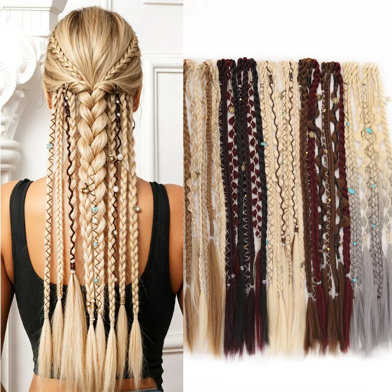Bohemian Long Hair Braid Hand Woven Wig Braid with Decorative Hair Accessories Easy to Wear Synthetic Hair Clip Braid synthetic
Bohemian Long Hair Braid Hand Woven Wig Braid with Decorative Hair Accessories Easy to Wear Synthetic Hair Clip Braid synthetic