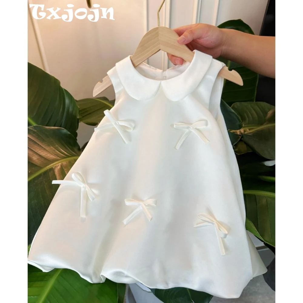 New White Sweet Bow Girls Dresses Daily Life Wear Classic Oneck Sleeveless Kids Satin Princess Gown 80-160cm For Birthday
New White Sweet Bow Girls Dresses Daily Life Wear Classic Oneck Sleeveless Kids Satin Princess Gown 80-160cm For Birthday