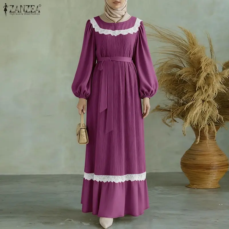 Элегантное мусульманское платье-абайя ZANZEA 2026: весеннее, с кружевными вставками, длинный рукав, плиссированный сарафан, кафтан, роба для Рамадана
Элегантное мусульманское платье-абайя ZANZEA 2026: весеннее, с кружевными вставками, длинный рукав, плиссированный сарафан, кафтан, роба для Рамадана